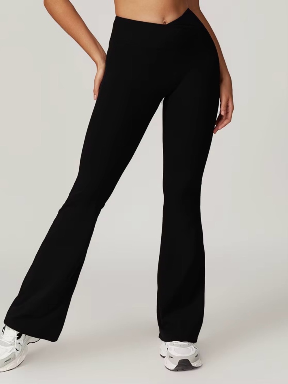 High-Waist Black Flare Leg Pants for Women